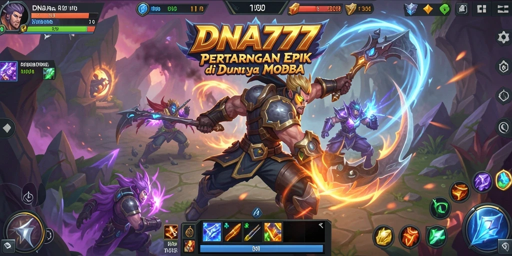 Tampak pertarungan seru dalam gameplay MOBA DNA777.