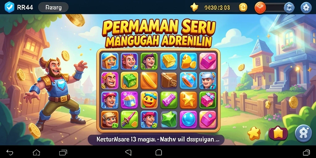 Gameplay match-3 yang berwarna-warni dan seru di RR44.