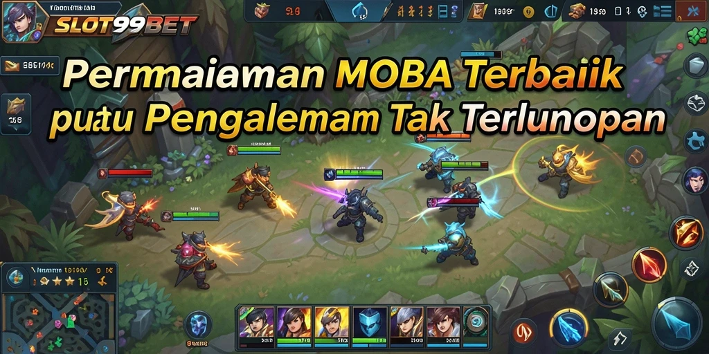 Screenshot gameplay dari <strong>SLOT99BET</strong> yang menampilkan pertarungan tim yang intens.
