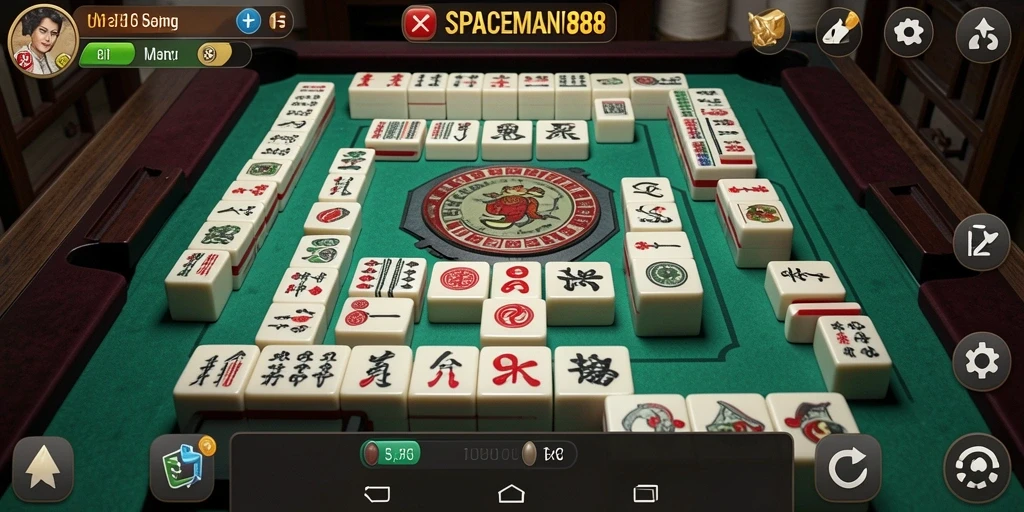 Screenshot gameplay SPACEMAN88 yang menampilkan suasana permainan Mahjong yang menarik.