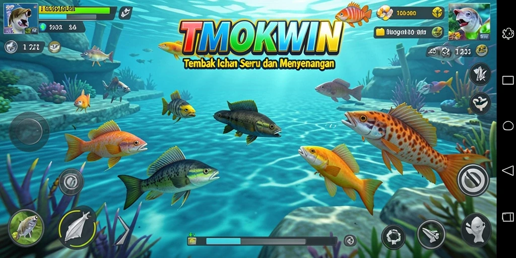 Tampilan aksi seru dalam gameplay Tembak Ikan TMOKWIN.