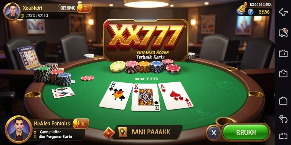 Tampilan gameplay utama XXX777 menampilkan suasana poker yang mendebarkan.